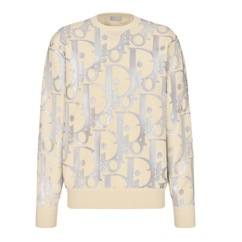 DIOR/迪奧  男裝 Dior斜紋圖案 男士白色羊毛針織衫/毛衣 113M630AT197000 HKY210468