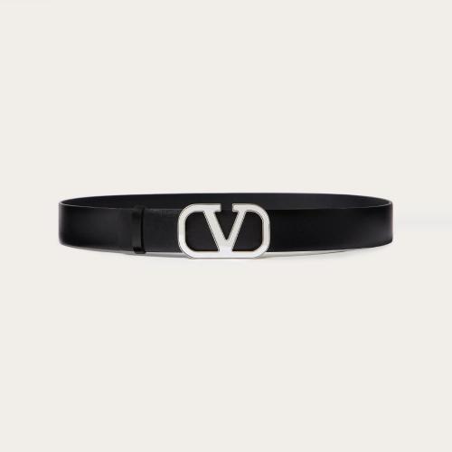  VALENTINO華倫天奴 22年秋冬 男士 腰帶 Ceinture Vlogo Signature en veau. Hauteur : 35 mm