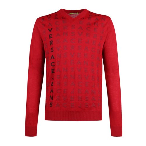  VERSACE JEANS COUTURE 男士紅色粘膠纖維針織衫/毛衣 B5GMA823 6652 506 PLFSX