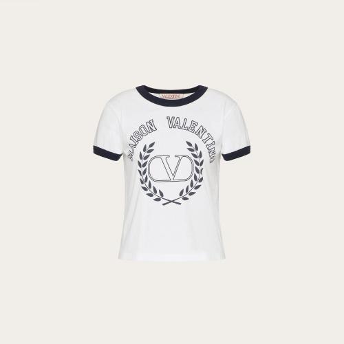  VALENTINO華倫天奴 22年秋冬 女士 短袖T恤 T-SHIRT EN JERSEY BRODé 1B3MG18N7CAQE6