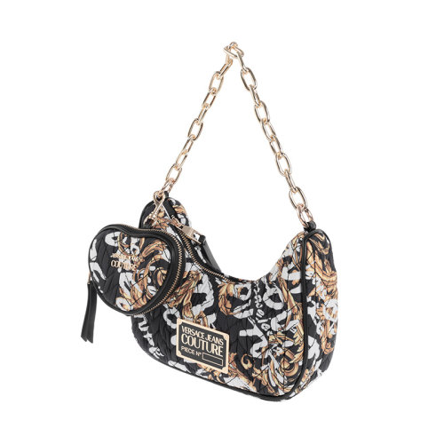 VERSACE/范思哲女士休閑潮流LOGO字母包包斜挎包百搭黑色