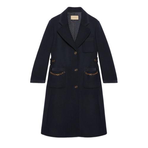  GUCCI古馳 22年秋冬 女士 GG鏈條羊毛大衣 669525 Z8ARD 4433 預定商品2-6周發(fā)貨