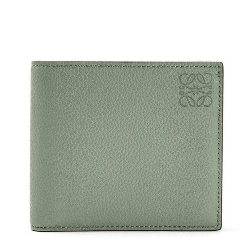 LOEWE/羅意威  男士暗鼠尾草色柔軟粒面小牛皮雙折零錢卡夾包0010639995