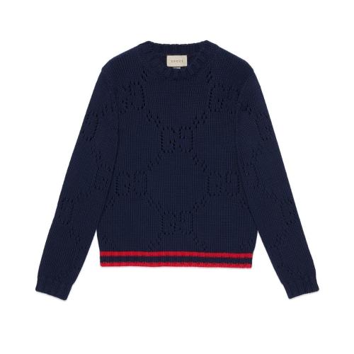  GUCCI古馳 22年秋冬 男士 飾織帶針織棉衛(wèi)衣 692157 XKCBA 4668