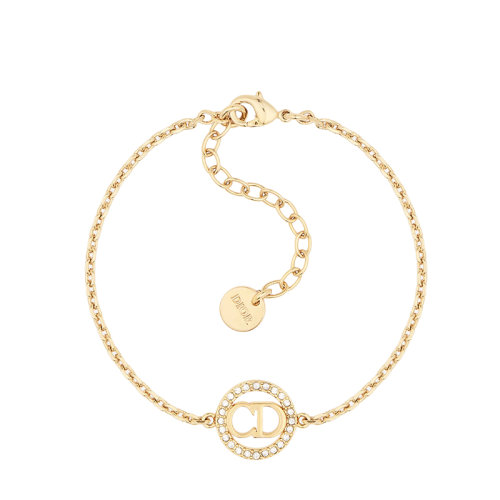 DIOR/迪奧 22新款CLAIR D LUNE系列 女士金色飾面金屬“CD”標志銀色調(diào)仿水晶裝飾手鏈B1627CDLCY_D03S