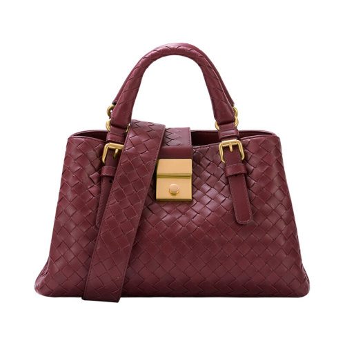 Bottega Veneta/葆蝶家 寶緹嘉 女士 方形包 編織紋酒紅色皮質(zhì)手提包單肩包 576337VQ13C6208 HJH0015X