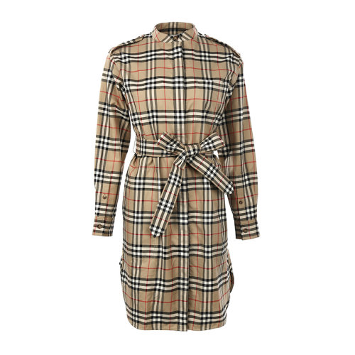 BURBERRY/博柏利22春夏格紋棉質(zhì)系腰襯衫式女士連衣裙8048728