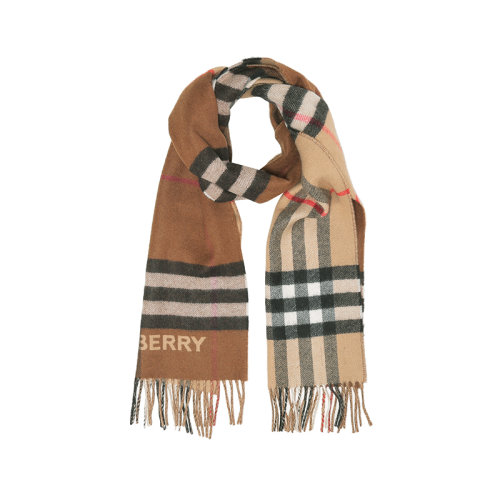 BURBERRY/博柏利 【22秋冬新款】 男女通用款山羊絨雙面圍巾對(duì)比感格紋 80453291