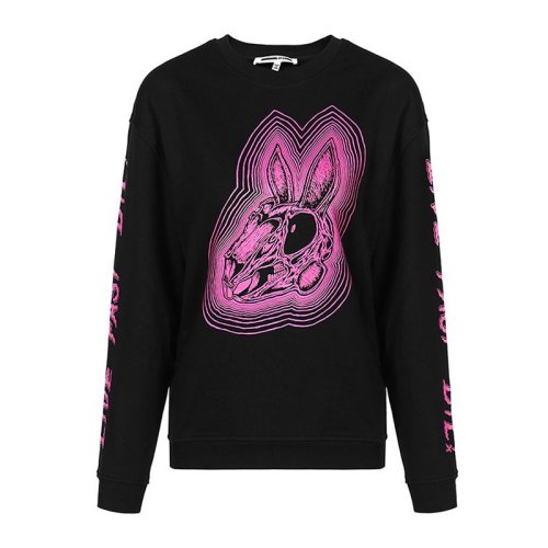 Alexander McQueen/亞歷山大麥昆 棉質(zhì)圓領(lǐng)骷髏兔印花長(zhǎng)袖女衛(wèi)衣套頭衫