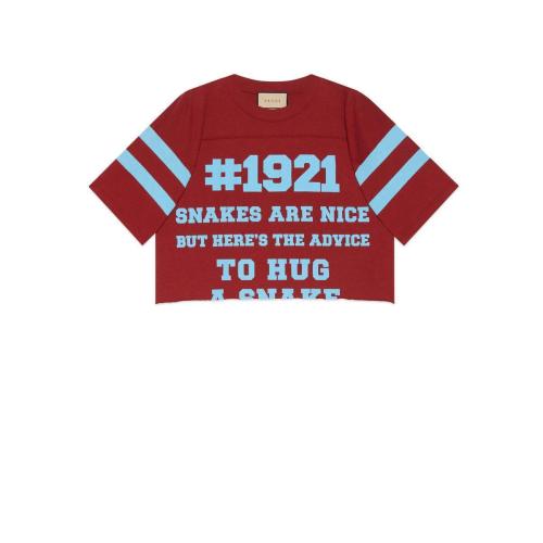  GUCCI古馳 22年秋冬 女士 Gucci“1921”印花棉質(zhì)T恤 660868 XJDKG 6234