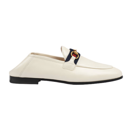 GUCCI/古馳  女士白色皮革錐形織帶莫卡辛鞋樂福鞋631619CQXM09065