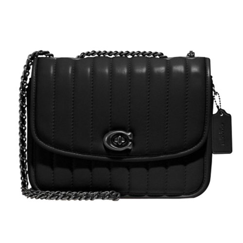 COACH 蔻馳  女士專柜款MADISON系列皮革絎縫單肩斜挎包黑色 4684 V5BLK