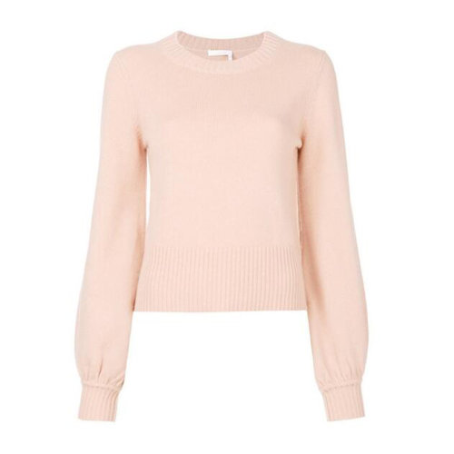 CHLOE/克洛伊  蔻依女裝   百搭 女士粉色羊絨時尚圓領(lǐng)秋冬針織衫/毛衣 17AMP0317A500NR6K6