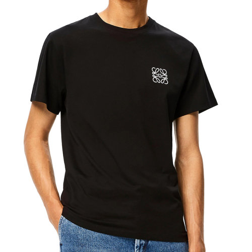 LOEWE/羅意威 22年春夏新款 男士黑色純棉Logo刺繡短袖T恤H6109230CR-1100
