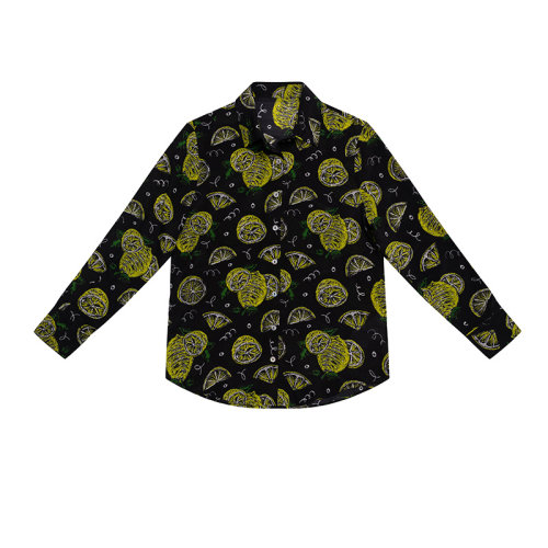 SHOKAY/繡嘉 女士長(zhǎng)袖襯衫 桑蠶絲檸檬印花圖案