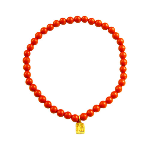 GJY/古金玥【福氣滿滿】高含量朱砂手串999黃金福字轉(zhuǎn)運珠手鏈