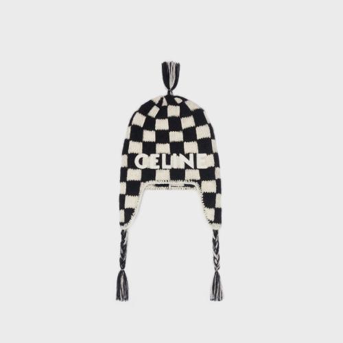  CELINE賽琳思琳 22年秋冬 男士 帽子 格紋羊駝毛羊毛混紡無檐帽 2A17Q536O.38OW