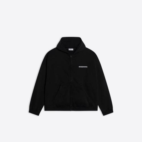  BALENCIAGA巴黎世家 22年春夏 女士 衛(wèi)衣 Turn Wide Fit Zip-up Hoodie in Black 674728TLVB49 預(yù)定商品1-3周發(fā)貨