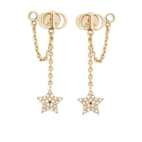 DIOR/迪奧 金色CD鑲嵌白水晶星星耳釘 E1282PMTCY_D301