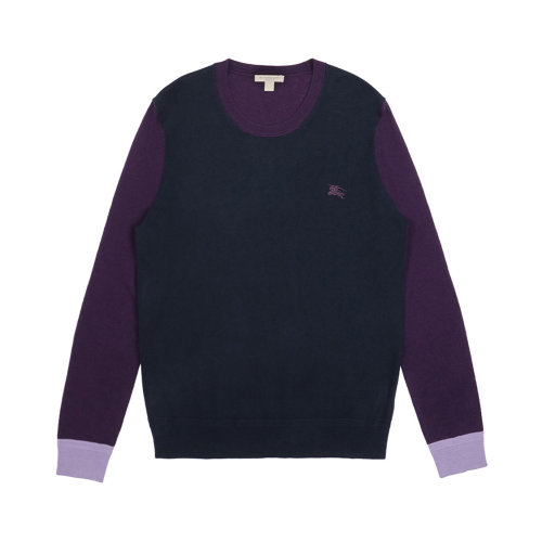 BURBERRY/博柏利 男士拼色羊絨混紡棉質(zhì)圓領(lǐng)套頭毛衣 39300 多色可選