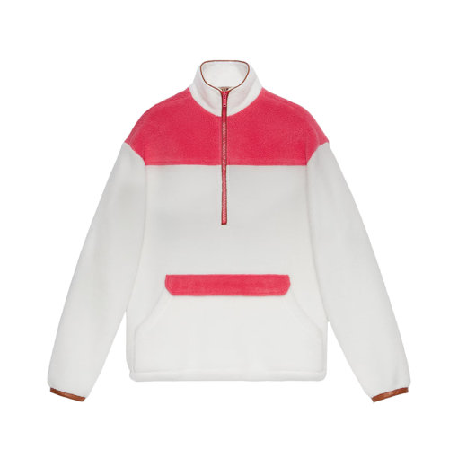 GUCCI/古馳 22秋冬款 The North Face聯(lián)名系列 女士米白色/粉色滌綸飾有半拉連開合背面飾有彩色刺繡LOGO徽標(biāo)抓絨無帽運(yùn)動衫?673724XJDUK9799