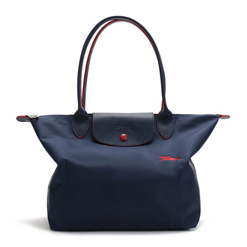 Longchamp/瓏驤 LE PLIAGE CLUB系列女士純色織物奔馬徽標刺繡長柄可折疊按扣拉鏈開合小號單肩包手提包托特包女包 2605619 多色可選