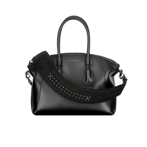 Givenchy/紀(jì)梵希 22新款 女式小號(hào)黑色小牛皮拉鏈開合金屬字母標(biāo)志釕飾面金屬調(diào)節(jié)拆卸肩帶單肩斜挎手提包BB50NVB1HT-001