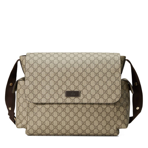 GUCCI/古馳  米色/烏木色GG老花帆布翻蓋嬰兒更衣袋?211131KGDIG8588