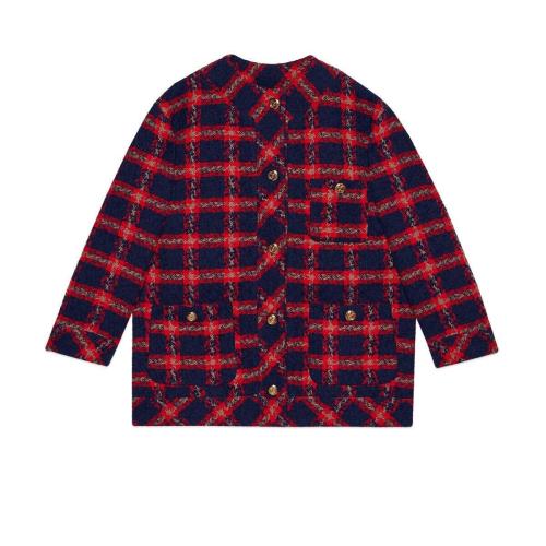  GUCCI古馳 22年秋冬 女士 GG紐扣格紋花呢夾克 674336 ZAGLK 4956