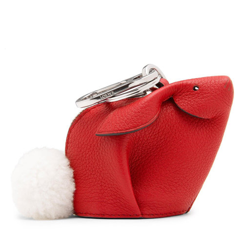 LOEWE/羅意威新款 女士猩紅色柔軟粒面牛皮革兔子掛飾199.12.T40-7120