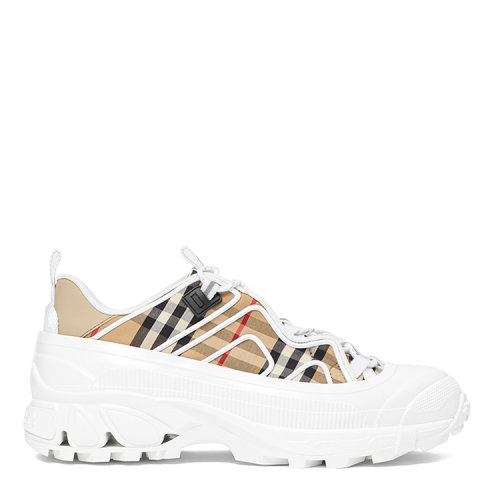 BURBERRY/博柏利 Vintage 格紋棉質(zhì)拼皮革 Arthur 運(yùn)動鞋 80394401