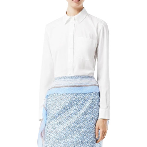 BURBERRY/博柏利 服裝 巴寶莉 白色 女士長(zhǎng)袖襯衫 專柜同款 女裝 襯衫 襯衣