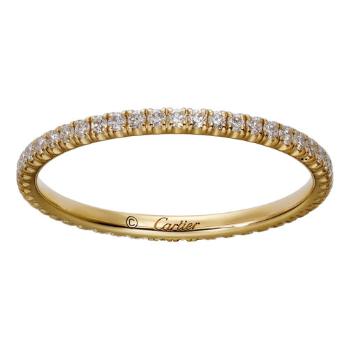 CARTIER/卡地亞 étincelle de Cartier系列 18K金黃金鑲嵌49顆明亮式切割鉆石 簡約排鉆結婚求婚訂婚戒指B4212000