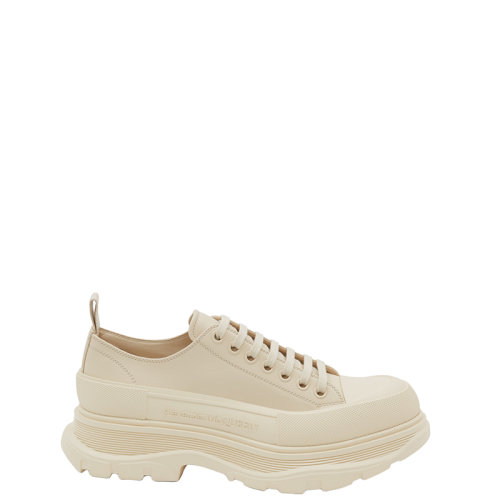 Alexander McQueen/亞歷山大麥昆 22年早春新款 Tread Slick系列 男士珍珠色小牛皮厚底系帶運動鞋627225WIAG65593