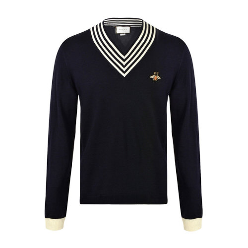 GUCCI/古馳 古琦男裝 時尚百搭 男士 深藍色羊毛針織衫/毛衣 496442 X9I00 4650