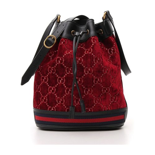 GUCCI/古馳 19年秋冬 水桶包 女性 GG LOGO 抽繩 單肩包 5749609JTNT 防塵有污漬