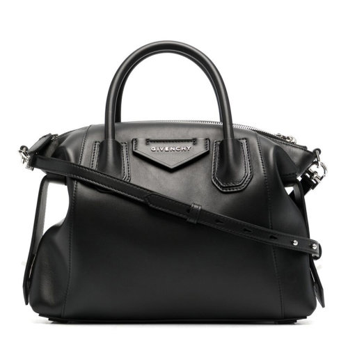 Givenchy/紀(jì)梵希 ANTIGONA系列女士黑色小牛皮正面徽標(biāo)貼片裝飾拉鏈開合單肩包斜挎包手提包女包 BB50F3B11E-001