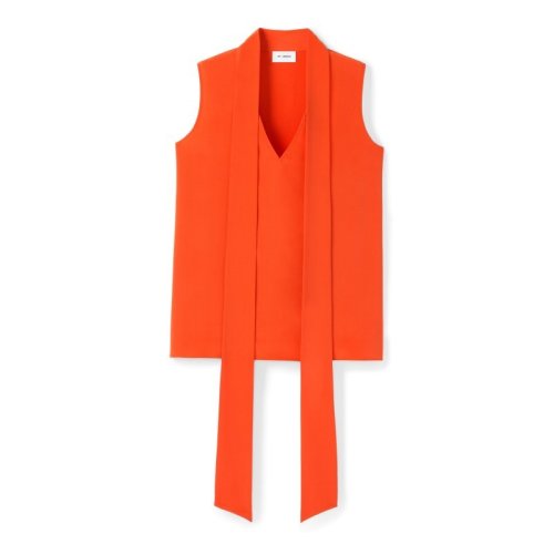 【21春夏】St.John/盛薔真絲修身系帶無袖女士短袖襯衫K913C21