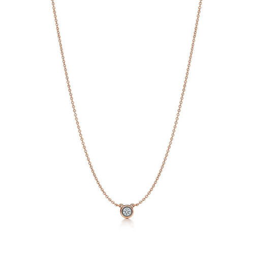 Tiffany & Co./蒂芙尼  ElsaPeretti? The Yard系列 18K金玫瑰金鑲嵌圓形鉆石吊墜項(xiàng)鏈 35008276