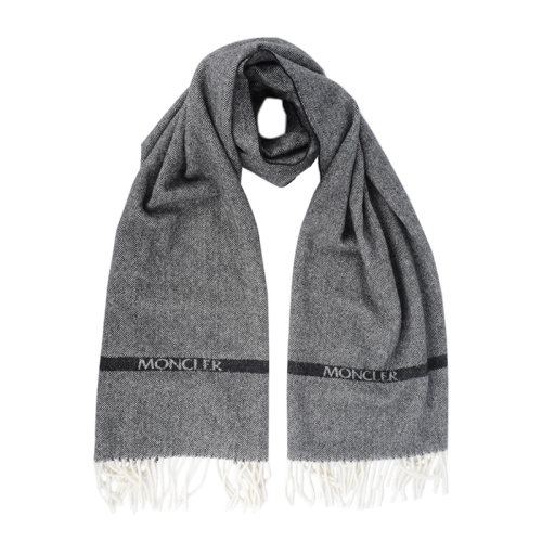 Moncler/蒙克萊 男士 配飾 灰色字母LOGO徽標(biāo)印花流蘇圍巾 男士圍巾 3C00015-0T999-910