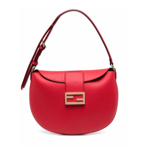 FENDI/芬迪女士小牛皮經(jīng)典雙F字母徽標裝飾小號單肩包手提包腋下包牛角包新月包女包 8BR790-AF2P-F0KUR