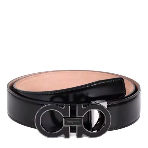 Salvatore Ferragamo/菲拉格慕 男士 黑色皮革時(shí)尚皮帶腰帶 679750 671502
