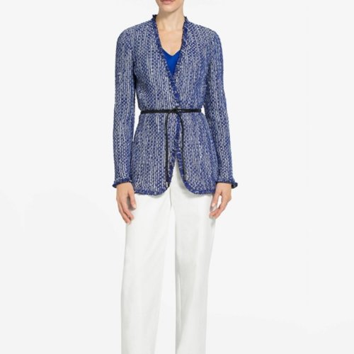 St.John/盛薔藍(lán)色紋理針織女士夾克K6100U1