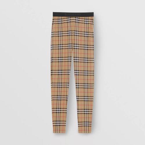  BURBERRY 22年秋冬 女士 Vintage 格紋徽標(biāo)裝飾緊身褲 80328781