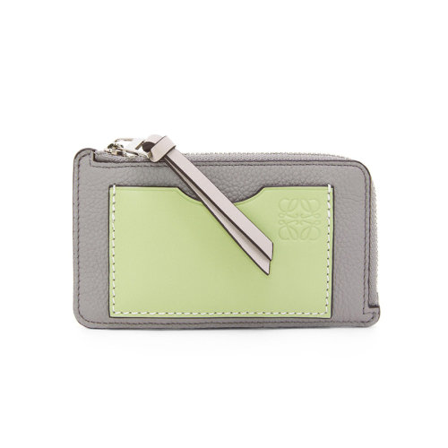 LOEWE/羅意威 23春夏新款 女士珍珠灰/淺淡綠色粒面小牛皮拉鏈開合零錢包C660Z40X04-8694