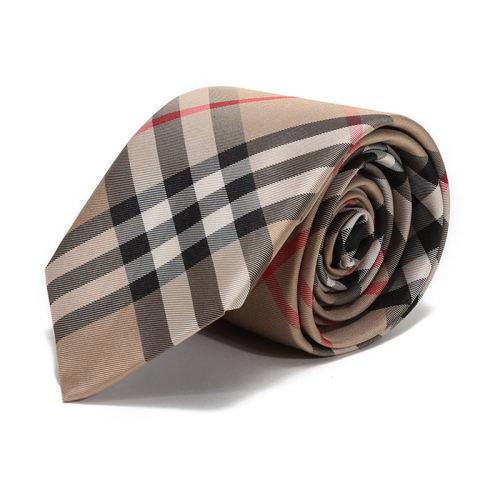 BURBERRY/博柏利  巴寶莉男士米色格紋領(lǐng)帶/領(lǐng)結(jié)/領(lǐng)帶夾領(lǐng)帶 80116931 HKY012467