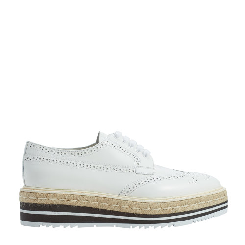 PRADA/普拉達 女士布洛克復(fù)古雕花飾草編厚底松糕鞋 1E722E_055_F0009_F_BB30