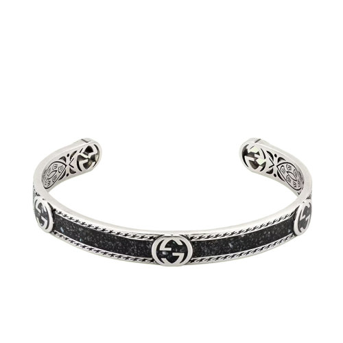 GUCCI/古馳 22新款 男女同款互扣式雙G黑色琺瑯細(xì)節(jié)925銀手鐲?645570J84101064