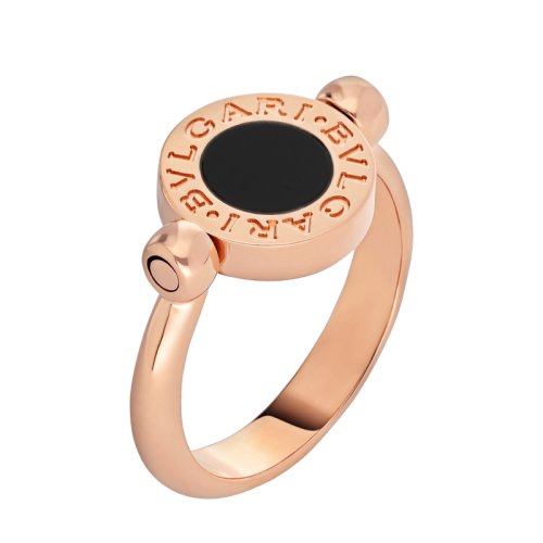 BVLGARI/寶格麗 BVLGARI系列 圓形18K金玫瑰金鑲黑瑪瑙 戒指  347762