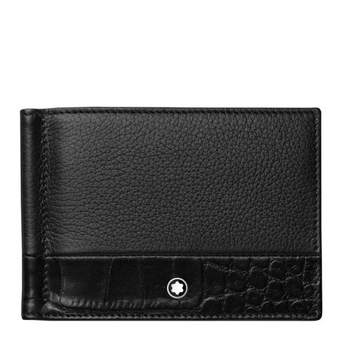 MontBlanc/萬寶龍 男士經(jīng)典時尚商務(wù)黑色皮革對折短款錢包錢夾卡包卡夾 118754